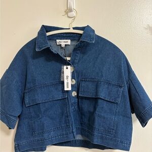 Day + Moon Blue Denim Crop Top